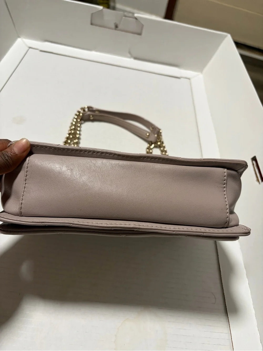 kate spade Quilted Leather Shoulder Bag — Blush Pink with Gold Chain